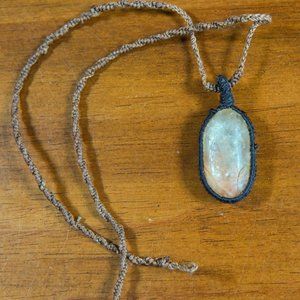 Handmade clear and pink quartz necklace